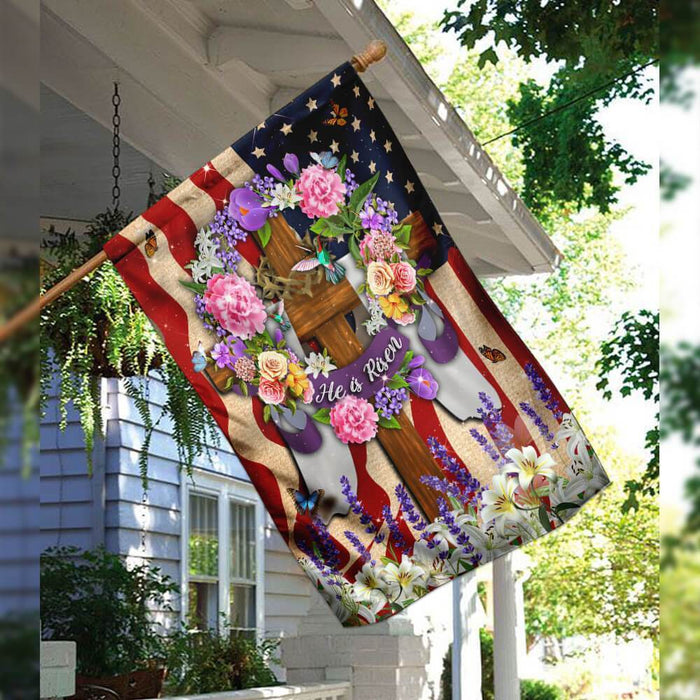 He Is Risen Christian American Flag - GIFTCUSTOM