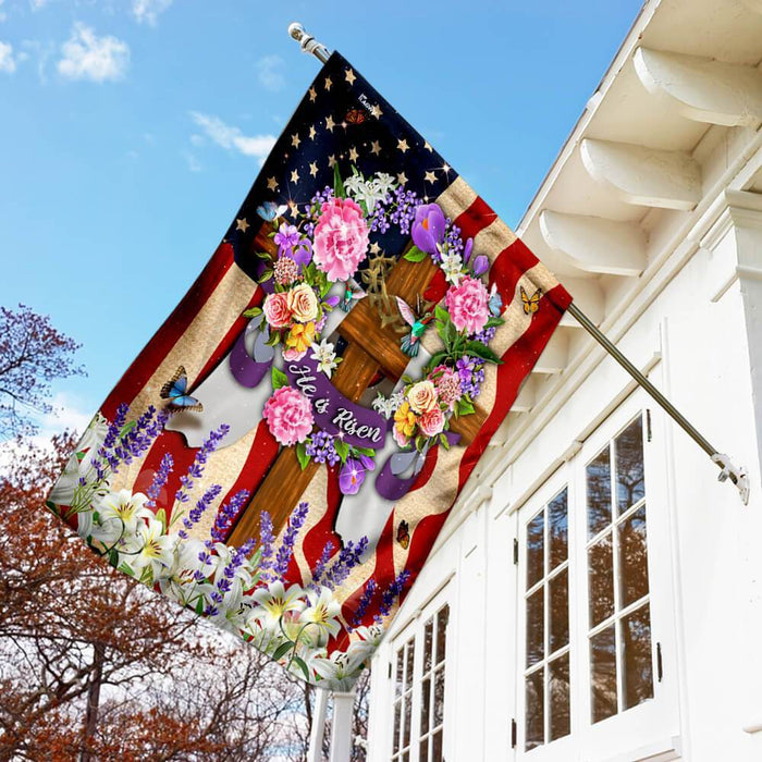 He Is Risen Christian American Flag | Garden Flag | Double Sided House Flag - GIFTCUSTOM