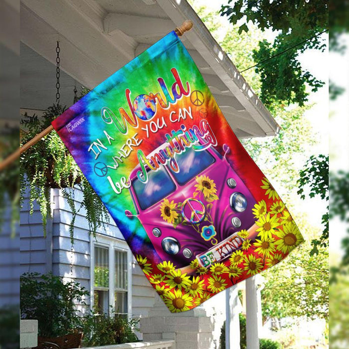 Hippie Be Kind Flag | Garden Flag | Double Sided House Flag - GIFTCUSTOM