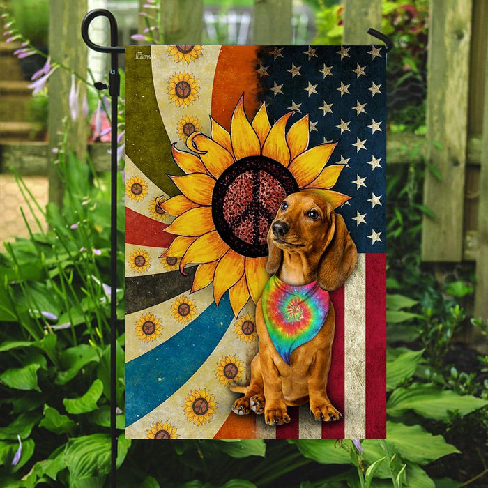 Hippie Dachshund Flag | Garden Flag | Double Sided House Flag - GIFTCUSTOM