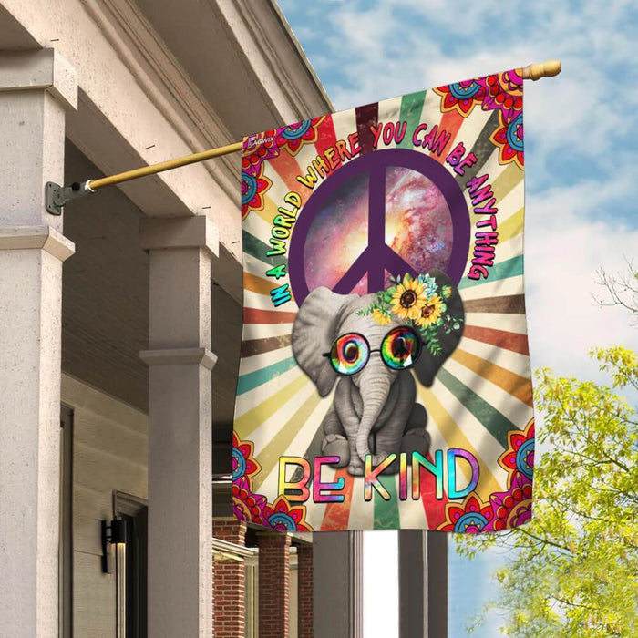 Hippie Elephant Be Kind Flag | Garden Flag | Double Sided House Flag - GIFTCUSTOM