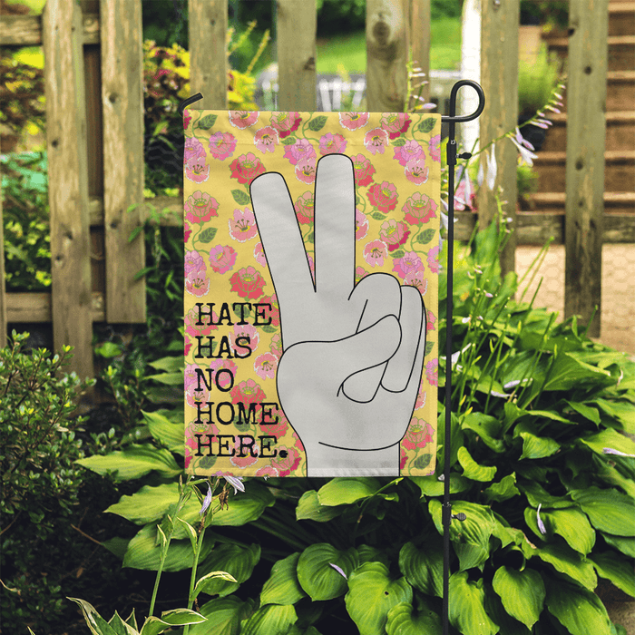 Hippie Garden Flag Hate Has No Home Here - GIFTCUSTOM