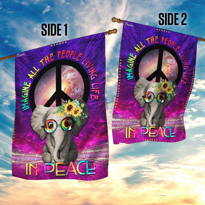 Hippie Imagine All The People Living Life In Peace Flag | Garden Flag | Double Sided House Flag - GIFTCUSTOM
