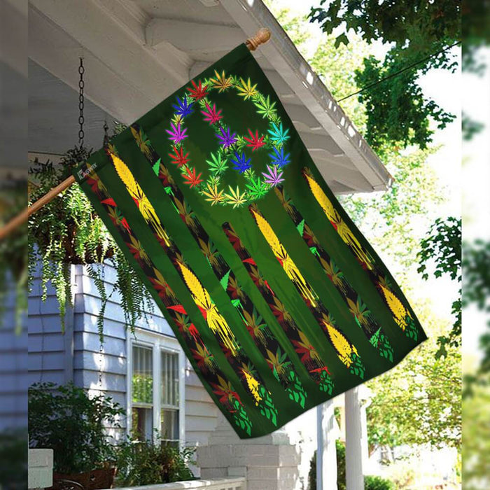 Hippie Marijuana Leaf 420 Flag | Garden Flag | Double Sided House Flag - GIFTCUSTOM