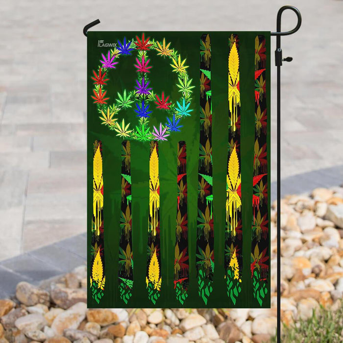 Hippie Marijuana Leaf 420 Flag | Garden Flag | Double Sided House Flag - GIFTCUSTOM