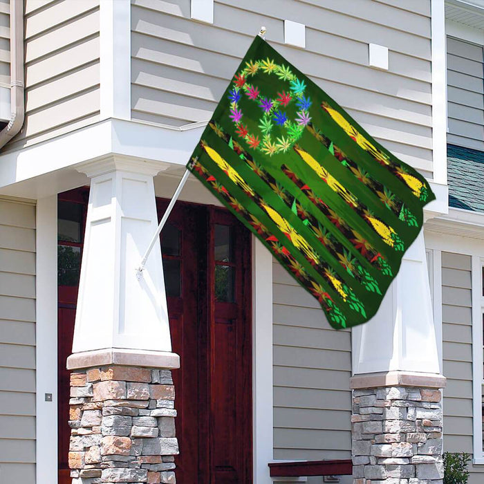 Hippie Marijuana Leaf 420 Flag | Garden Flag | Double Sided House Flag - GIFTCUSTOM