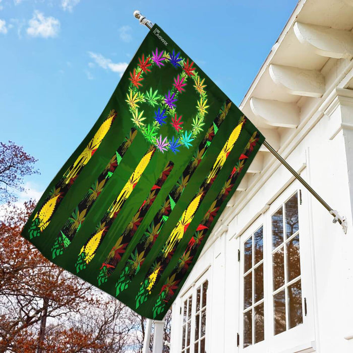 Hippie Marijuana Leaf 420 Flag | Garden Flag | Double Sided House Flag - GIFTCUSTOM