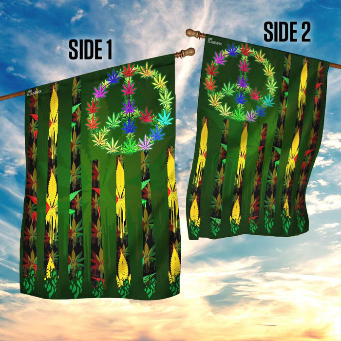 Hippie Marijuana Leaf 420 Flag | Garden Flag | Double Sided House Flag - GIFTCUSTOM