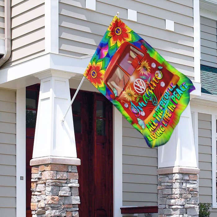 Hippie Peace Flag | Garden Flag | Double Sided House Flag - GIFTCUSTOM