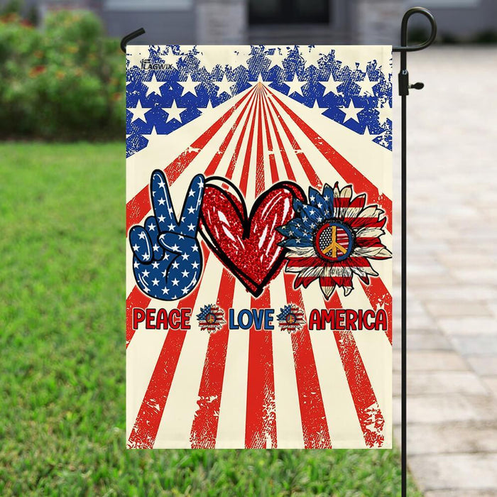 Hippie Peace Love America Flag | Garden Flag | Double Sided House Flag - GIFTCUSTOM