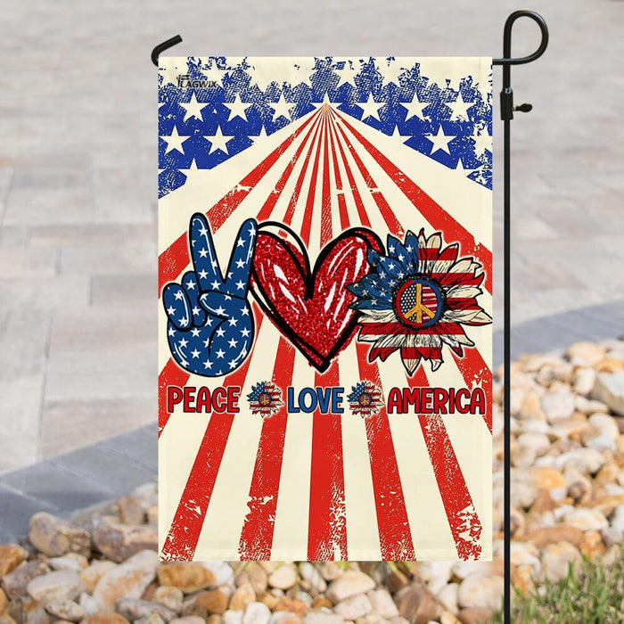 Hippie Peace Love America Flag | Garden Flag | Double Sided House Flag - GIFTCUSTOM