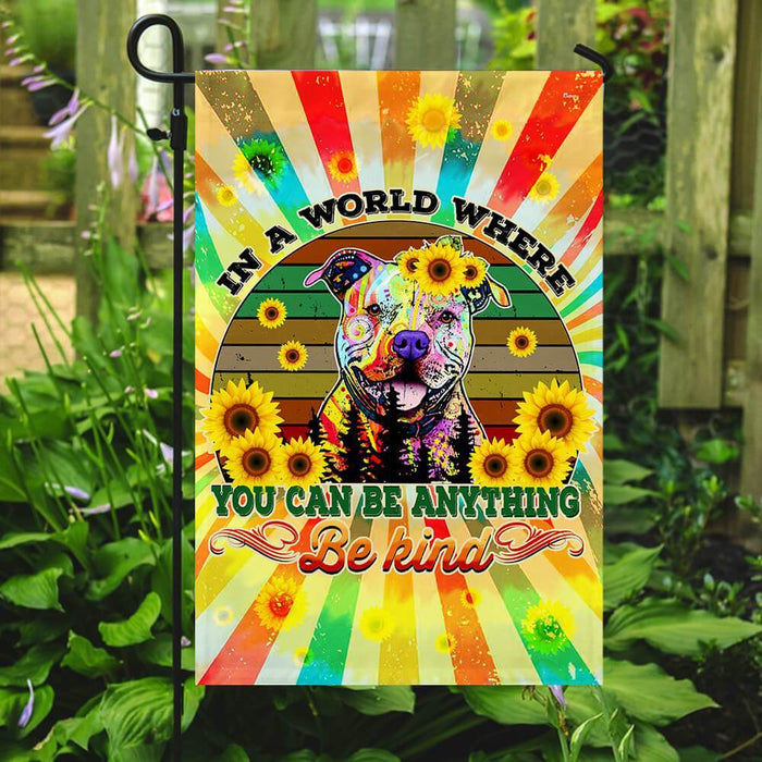 Hippie Peace Pit Bull Flag | Garden Flag | Double Sided House Flag - GIFTCUSTOM