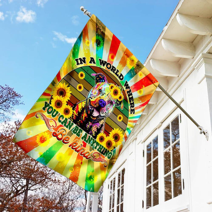 Hippie Peace Pit Bull Flag | Garden Flag | Double Sided House Flag - GIFTCUSTOM