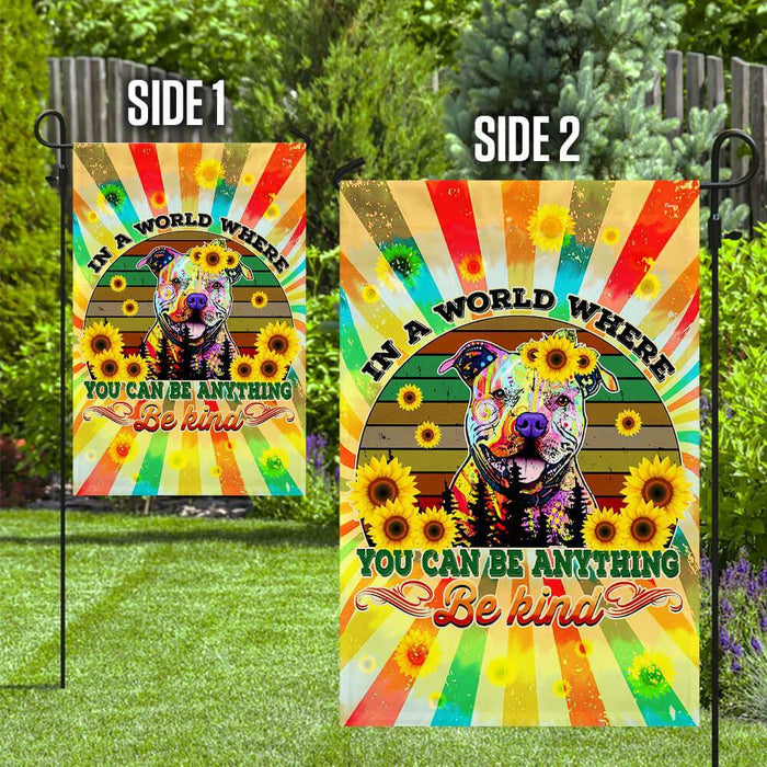 Hippie Peace Pit Bull Flag | Garden Flag | Double Sided House Flag - GIFTCUSTOM