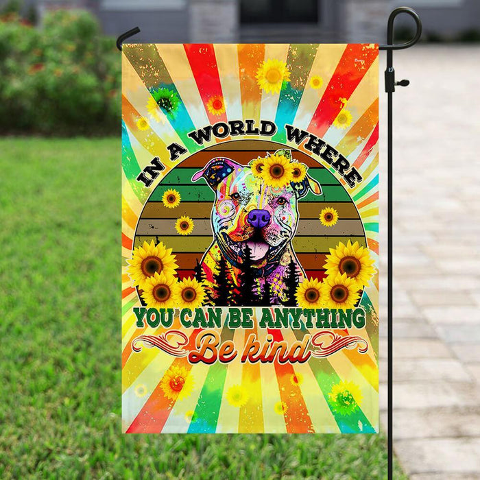 Hippie Peace Pit Bull Flag | Garden Flag | Double Sided House Flag - GIFTCUSTOM