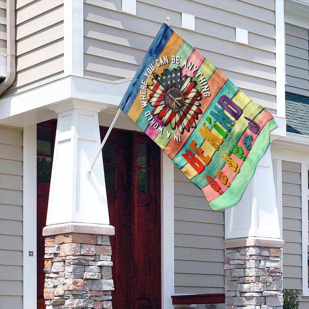 Hippie Sign Languages ASL Be Kind Flag | Garden Flag | Double Sided House Flag - GIFTCUSTOM