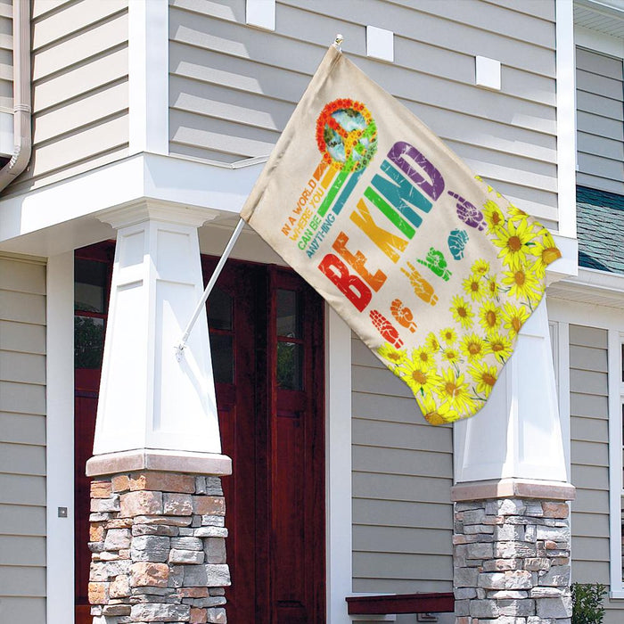 Hippie. Sign Languages ASL Be Kind Sunflower Flag | Garden Flag | Double Sided House Flag - GIFTCUSTOM