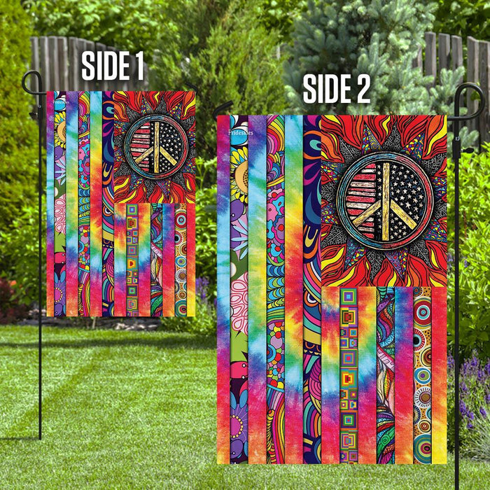 Hippie Sunflower. Peace Sign Flag | Garden Flag | Double Sided House Flag - GIFTCUSTOM