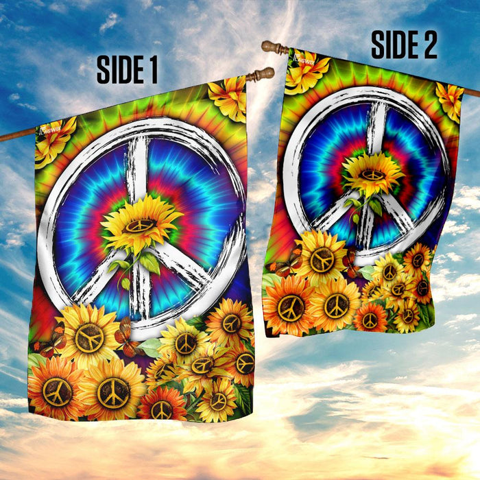 Hippie Tie Dye Sunflower Flag | Garden Flag | Double Sided House Flag - GIFTCUSTOM