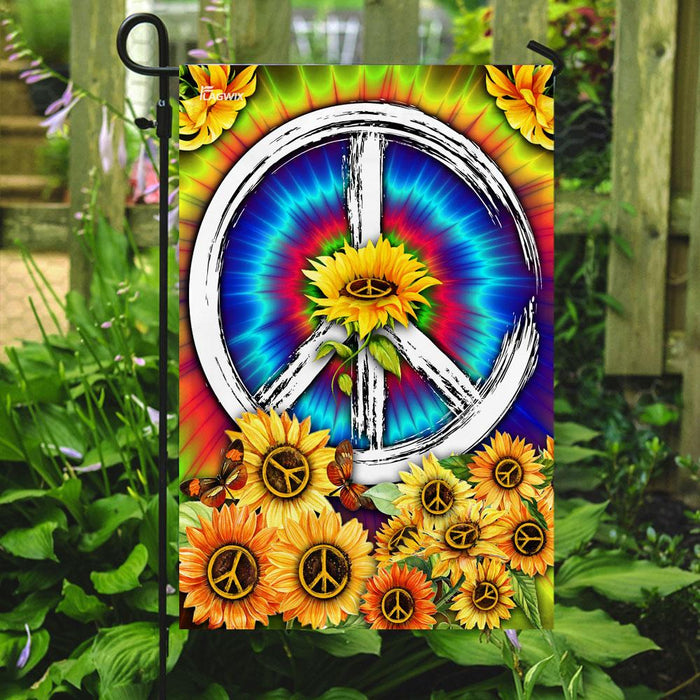 Hippie Tie Dye Sunflower Flag | Garden Flag | Double Sided House Flag - GIFTCUSTOM