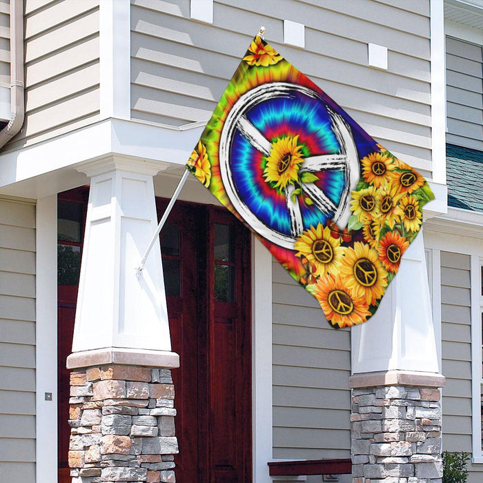 Hippie Tie Dye Sunflower Flag | Garden Flag | Double Sided House Flag - GIFTCUSTOM