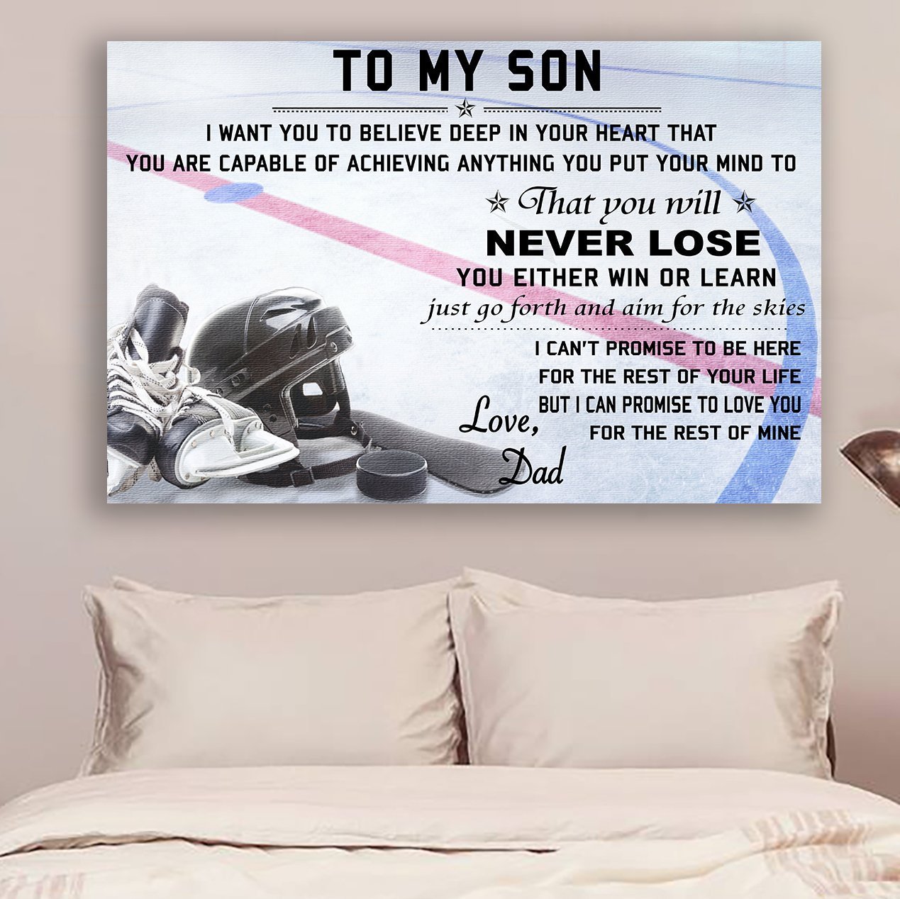 hockey Canvas and Poster ��� Dad to son ��� never lose wall decor visual art - GIFTCUSTOM