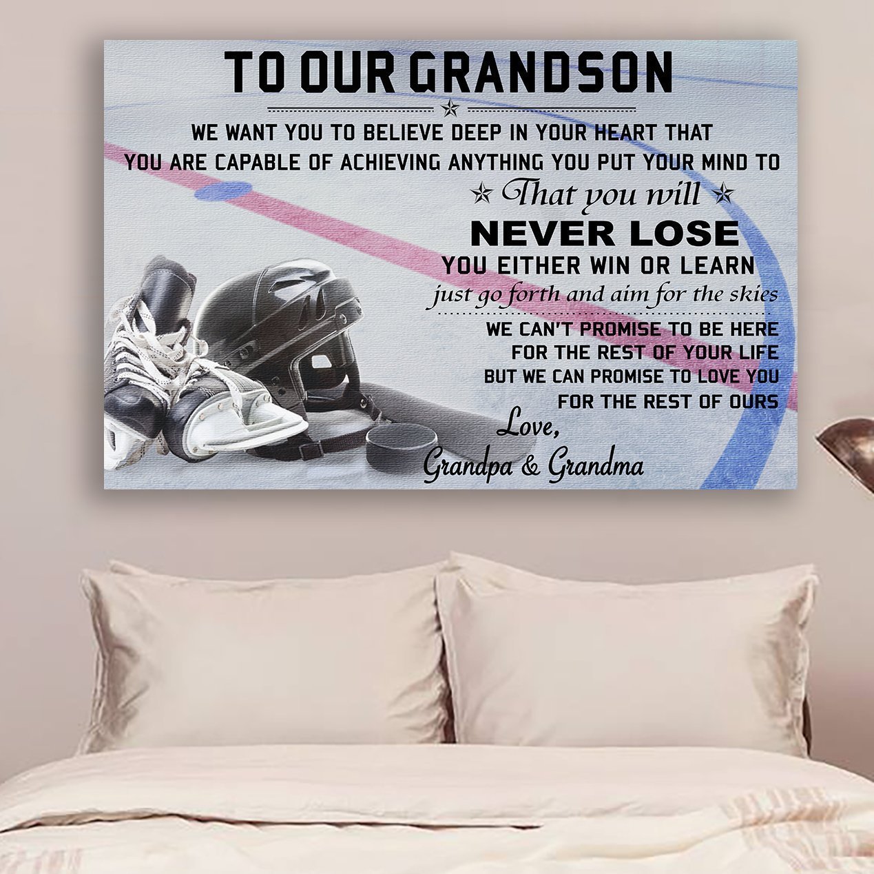 Hockey Canvas and Poster ��� to our grandson ��� never lose QH wall decor visual art - GIFTCUSTOM