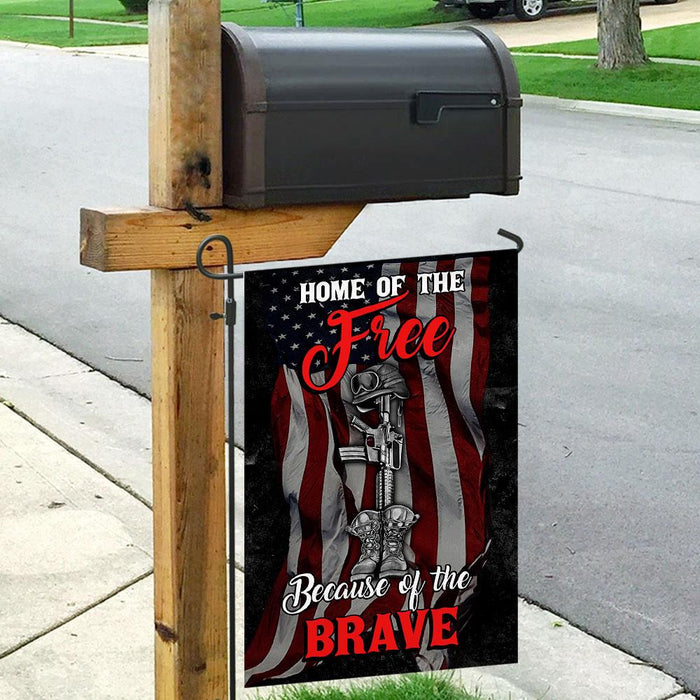 Home Of The Free Because Of The Brave Flag | Garden Flag | Double Sided House Flag - GIFTCUSTOM