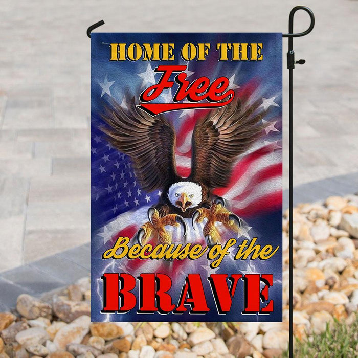 Home Of The Free Because Of The Brave Flag | Garden Flag | Double Sided House Flag - GIFTCUSTOM