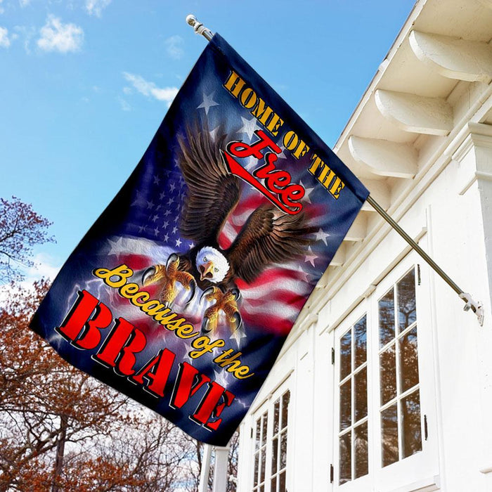 Home Of The Free Because Of The Brave Flag | Garden Flag | Double Sided House Flag - GIFTCUSTOM