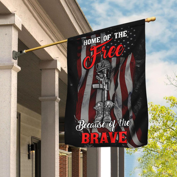 Home Of The Free Because Of The Brave Flag | Garden Flag | Double Sided House Flag - GIFTCUSTOM