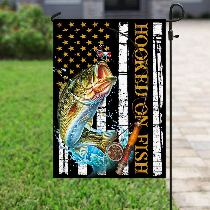 Hooked On Fish Flag | Garden Flag | Double Sided House Flag - GIFTCUSTOM