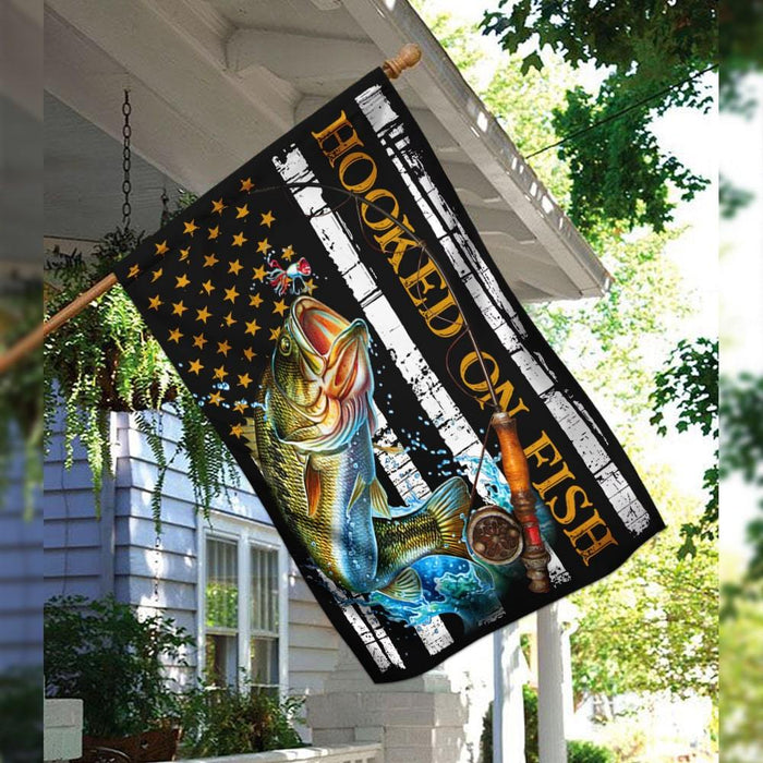 Hooked On Fish Flag | Garden Flag | Double Sided House Flag - GIFTCUSTOM