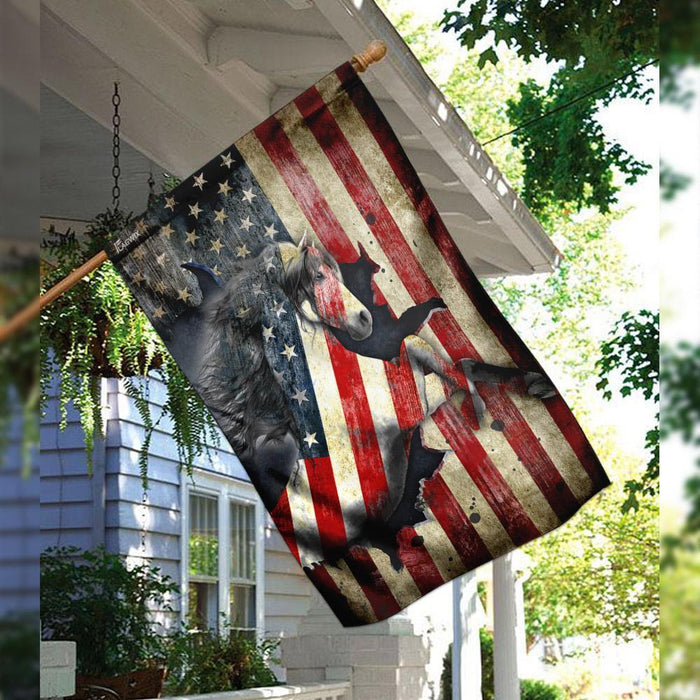 Horse America US Flag | Garden Flag | Double Sided House Flag - GIFTCUSTOM