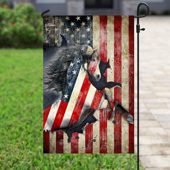 Horse America US Flag | Garden Flag | Double Sided House Flag - GIFTCUSTOM