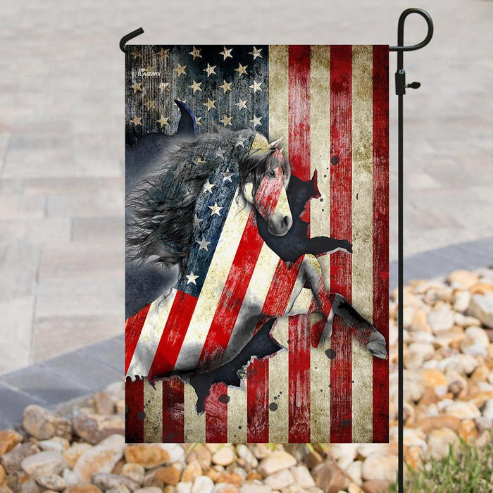 Horse America US Flag | Garden Flag | Double Sided House Flag - GIFTCUSTOM