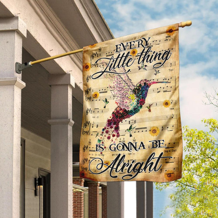 Hummingbird. Every Little Things Is Gonna Be Alright Flag | Garden Flag | Double Sided House Flag - GIFTCUSTOM