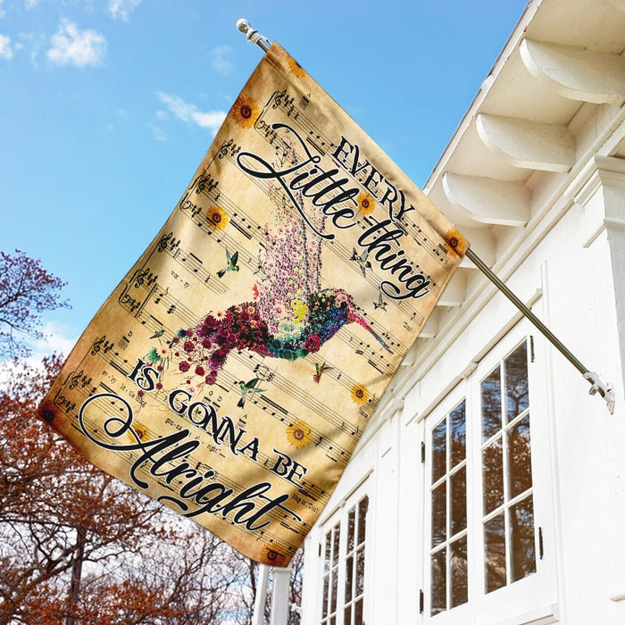 Hummingbird. Every Little Things Is Gonna Be Alright Flag | Garden Flag | Double Sided House Flag - GIFTCUSTOM