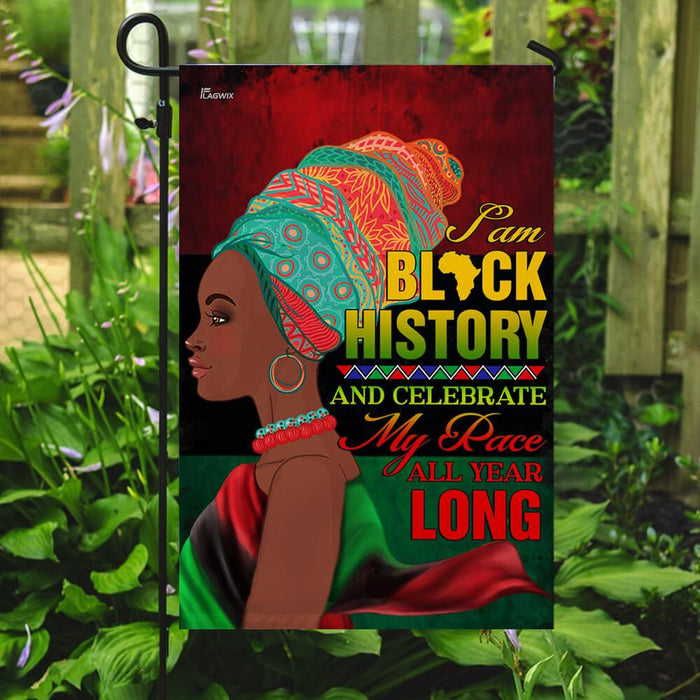 I Am Black History, Black Woman Flag | Garden Flag | Double Sided House Flag - GIFTCUSTOM