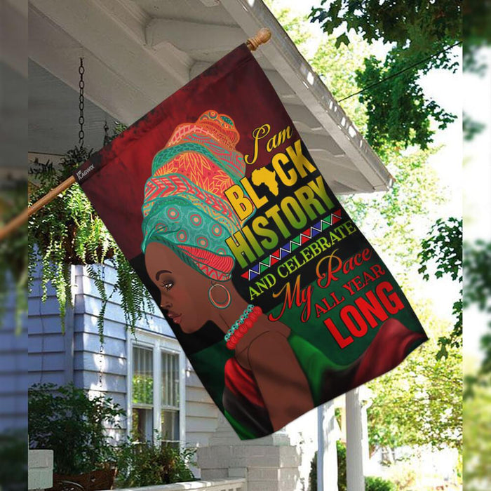 I Am Black History, Black Woman Flag | Garden Flag | Double Sided House Flag - GIFTCUSTOM