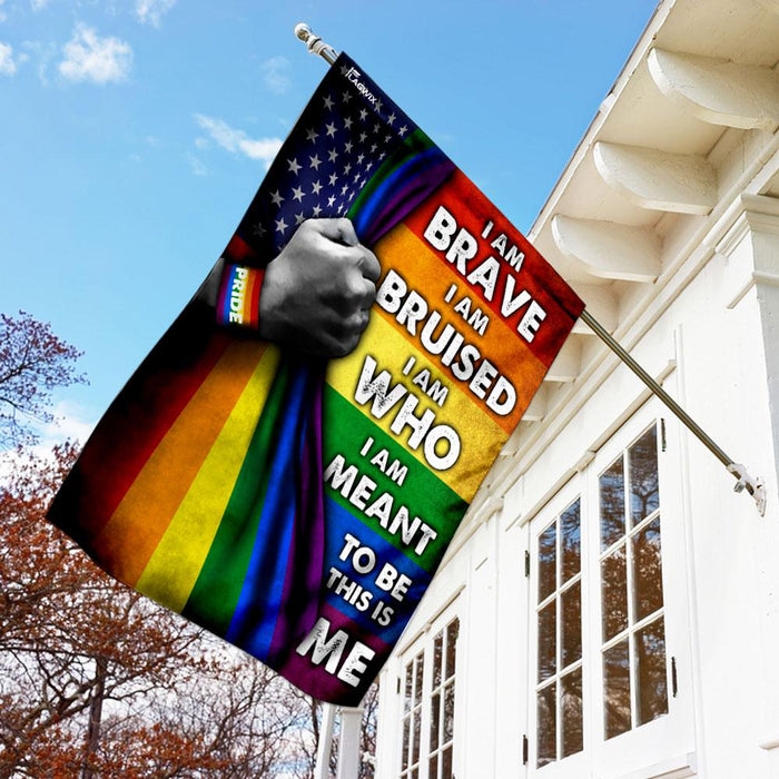 I Am Brave I Am Bruised LGBT Pride Flag | Garden Flag | Double Sided House Flag - GIFTCUSTOM