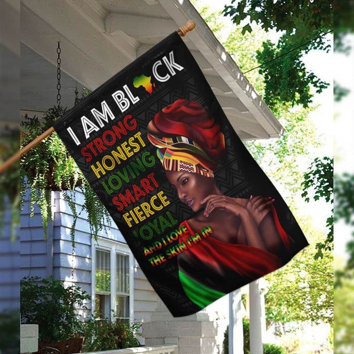 I Love The Skin I’m In Black African Woman Flag | Garden Flag | Double Sided House Flag - GIFTCUSTOM