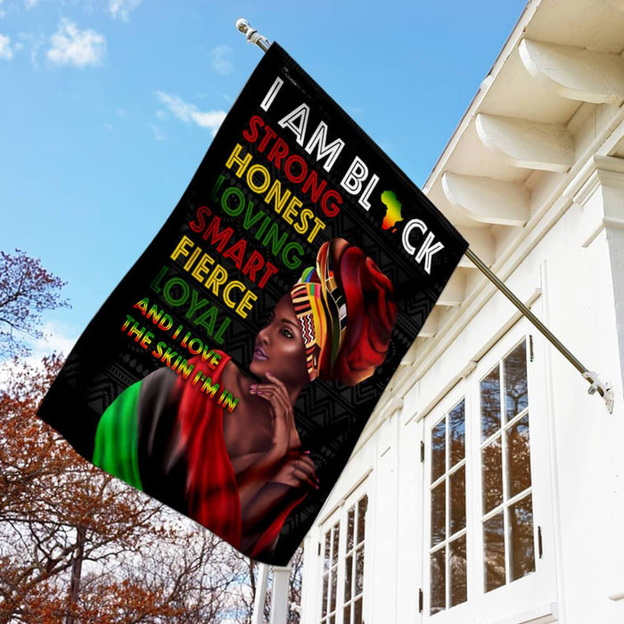 I Love The Skin I’m In Black African Woman Flag | Garden Flag | Double Sided House Flag - GIFTCUSTOM