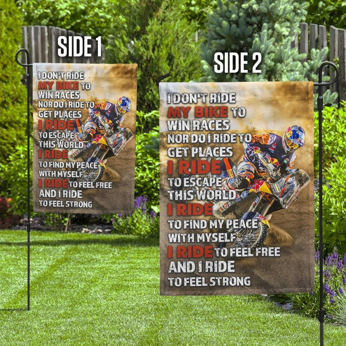 I Ride To Feel Strong Motocross Flag | Garden Flag | Double Sided House Flag - GIFTCUSTOM