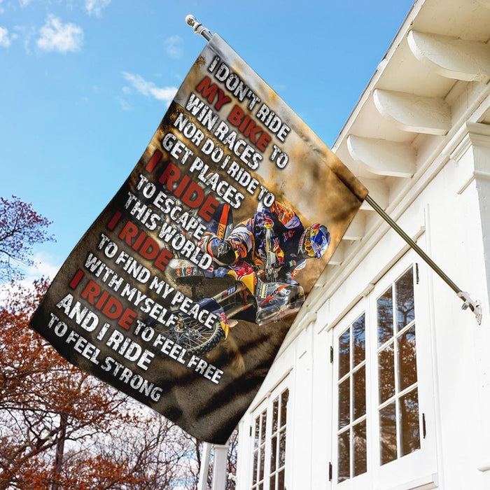 I Ride To Feel Strong Motocross Flag | Garden Flag | Double Sided House Flag - GIFTCUSTOM