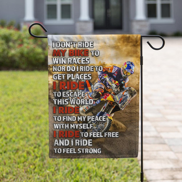 I Ride To Feel Strong Motocross Flag | Garden Flag | Double Sided House Flag - GIFTCUSTOM