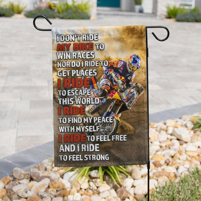 I Ride To Feel Strong Motocross Flag | Garden Flag | Double Sided House Flag - GIFTCUSTOM