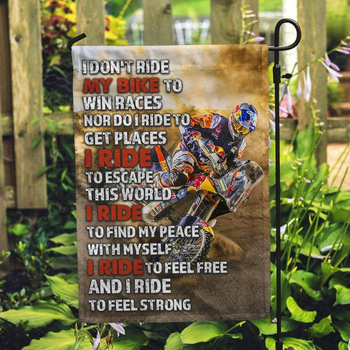 I Ride To Feel Strong Motocross Flag | Garden Flag | Double Sided House Flag - GIFTCUSTOM