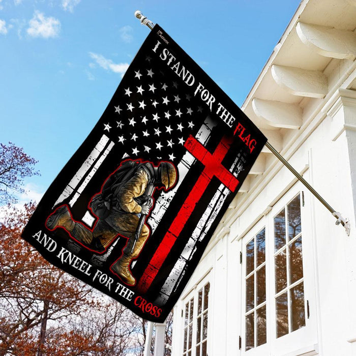 I Stand For The Flag And Kneel For The Cross Flag | Garden Flag | Double Sided House Flag - GIFTCUSTOM