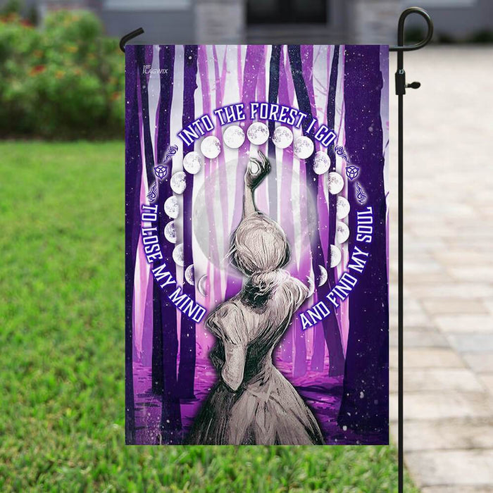 Into The Forest I Go Phases Of The Moon Flag | Garden Flag | Double Sided House Flag - GIFTCUSTOM